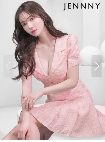 [ JENNNY ] 오픈 카라 트위드 드레스 jewels