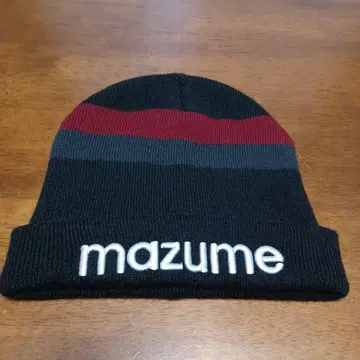 mazume 스트라이프 니트 모자 블랙, 빨간색, 그레이