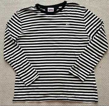 TOMMY JEANS 화이트 블랙 스트라이프 긴팔 티셔츠 XL