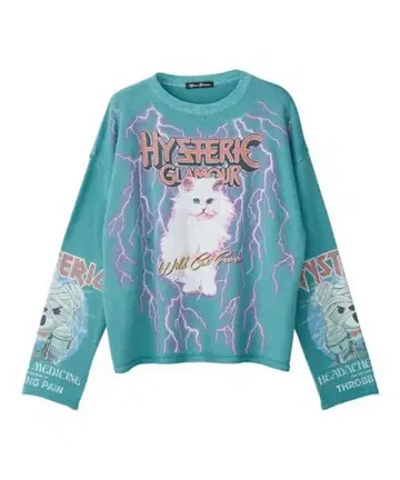 HYSTERIC GLAMOUR 고양이 디자인 긴팔 스웨터