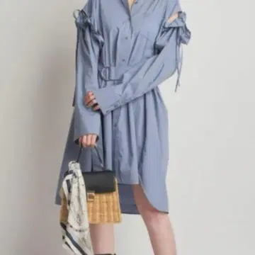 mystrada 벨트 부착 볼륨 롱 셔츠 원피스 마이 스트라다
