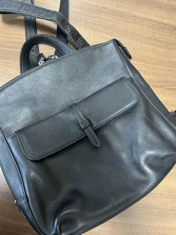 천연 가죽 백팩 블랙