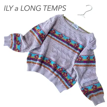 ILY a LONG TEMPS 니트 복고풍 느낌 꽃무늬 멋스러운 니트
