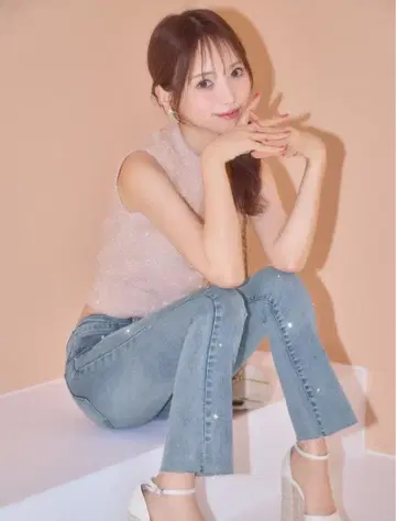 미셸 마카롱 비쥬 플레어 데님 라이트 블루