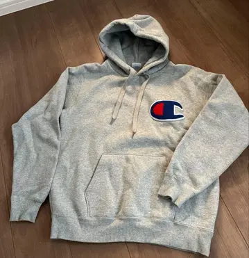 Champion 그레이 후드 부착 후드티 L 사이즈