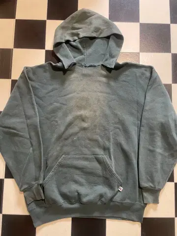 90s 러셀 애슬레틱 후드 맨투맨 무지 그린