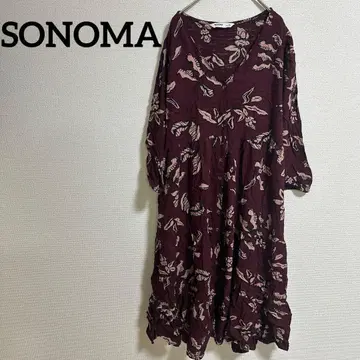 SONOMA 버건디 플라워 프린트 원피스 M
