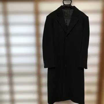 블랙 울 혼방 체스터 코트