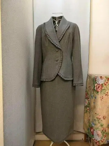 이타리야 그레이 셋업 스커트 수트 레트로 구제 의류