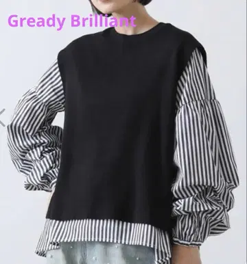 미사용 Gready Brilliant 베스트 턱 슬리브 니트 블라우스