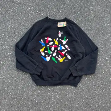 80s Made in USA Hanes 볼링 핑 프린트 맨투맨