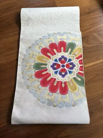 나고야 오비 쇼소인 화문 니시진 비단 오비(약 24cm) 홑겹 북 오비