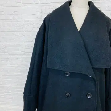 마우지 프리 사이즈 케이프풍 더블 버튼 코트 블랙 F [1563-68]