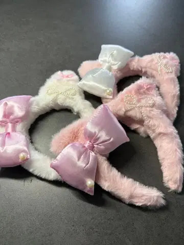 고양이 귀 퍼 머리띠 3세트