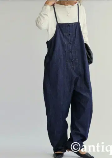 새상품급! antiqua 차이나 버튼 데님 살로펫 빈티지