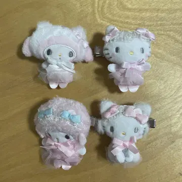 산리오 캐릭터즈 시크릿 헤어 클립 화이트 고양이 발레리나