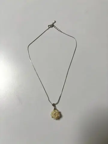 펄 구슬 목걸이. 실버 체인. 고급
