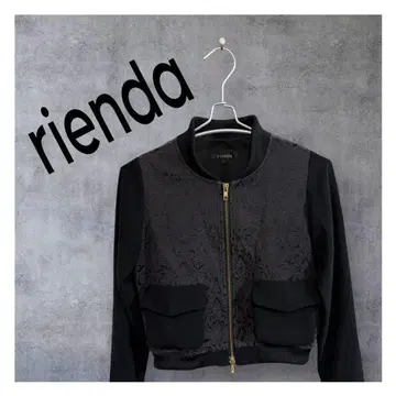 rienda (리엔다) 다마스크 무늬 절개 집업 블루종 블랙 S