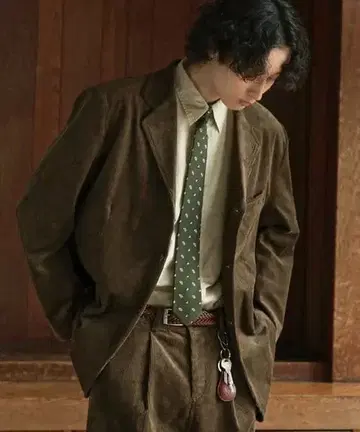 [ Bleme ] 클래식 헤비 코듀로이 테일러드 자켓 카키색