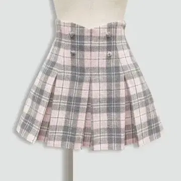 Honey Cinnamon 하트 버튼 박스 플리츠 미니스커트