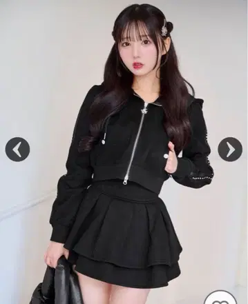미셸 마카롱 프릴 스커트 셋업 블랙 (스커트만)