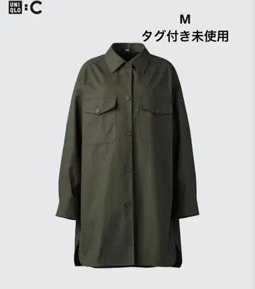 택 포함 새상품 유니클로C 오버 사이즈 셔츠 코트 올리브 M 사이즈