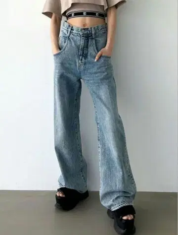 EMODA 루즈 와이드 하이웨스트 데님