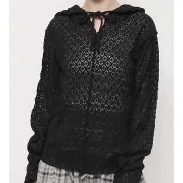merry jenny 후드 레이스 tops 블랙