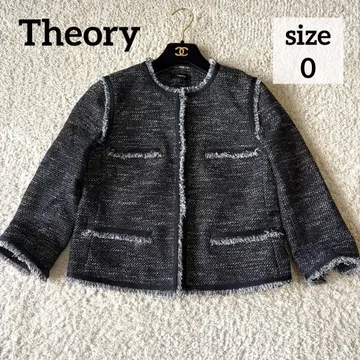 Theory 띠어리 노카라 트위드 숏 기장 자켓 0