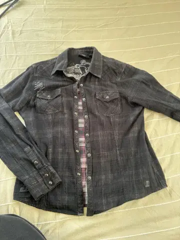 할리데이비슨 2장 체크 무늬 안감 부착 셔츠