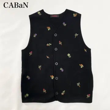 컨디션 최상 CABaN 코스타리카 보타니컬 자수 베스트 자수 꽃무늬