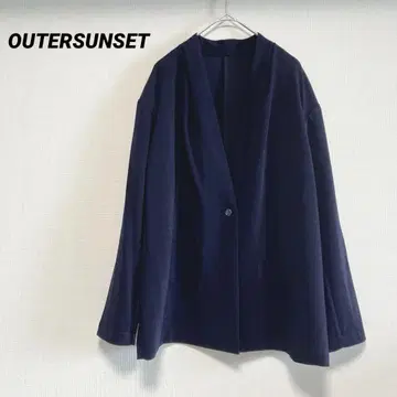 아우터 선셋 노카라 자켓 아우터 심플 네이비 F