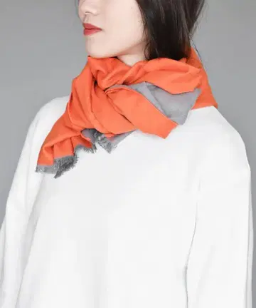 베이직 앤드 악센트 SILK COMBI3 머플러 오렌지 그레이