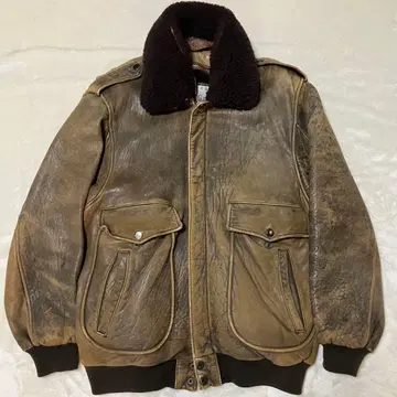 vintage 램 가죽 G1 플라이트 자켓 L 옷깃 보아 라이너 브라운