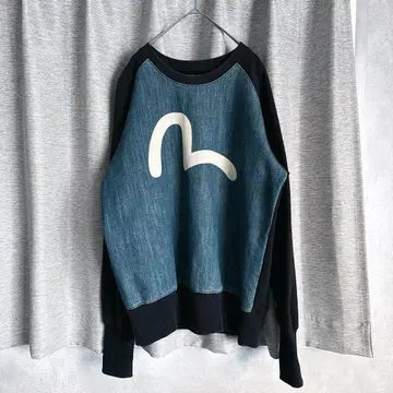 EVISU 에비수 갈매기 프린트 긴팔 맨투맨 트레이닝복 데님