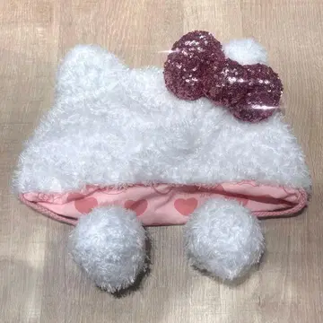 유니버셜 헬로키티 폼폼 포함 햇 화이트