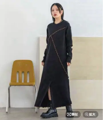지나시스 12G 샤이니 멜로우 리브 원피스 블랙