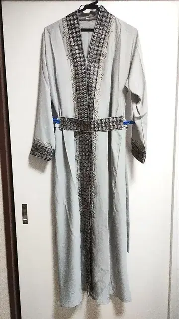 아바야 자수, 큐빅 장식 롱 드레스 (히잡 포함) Abaya