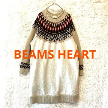BEAMS HEART 노르딕 무늬 긴팔 스웨터 니트 도킹 튜닉