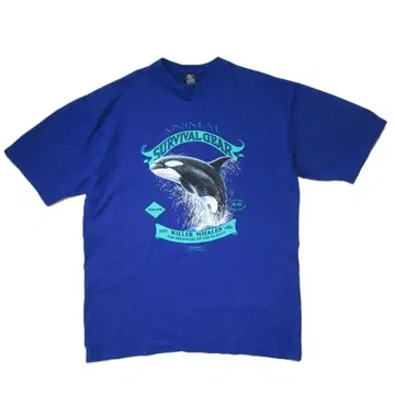 USA제 FACTORY ARTWEAR 고래 T셔츠 블루 L
