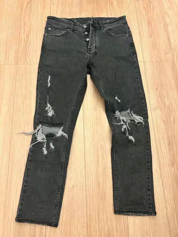 ksubi 데미지 가공 다크 그레이 데님 청바지 31인치