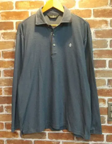 Munsingwear 그레이 긴팔 피케 셔츠