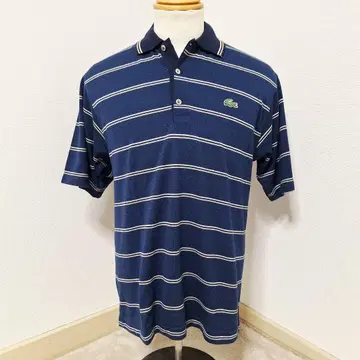 LACOSTE/라코스테 보더 반팔 피케 셔츠 [ M ] 네이비 90s