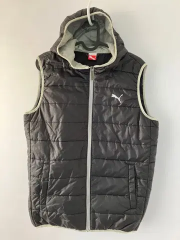 PUMA 후드 부착 블랙 나일론 베스트