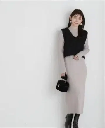 PROPORTION BODY DRESSING 베스트 포함 니트 원피스