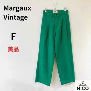Margaux Vintage 와이드 팬츠 턱 포함 F 코튼 100%