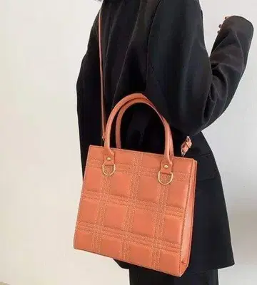 여성용 스퀘어 숄더백 PU 가죽 브라운