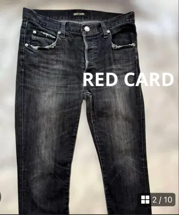 RED CARD 블랙 데님 데미지 진 L 사이즈 일본제