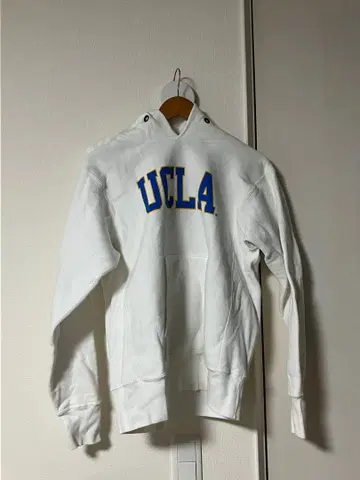 챔피온 UCLA 화이트 후드티 빨간색 택 메이드인 USA