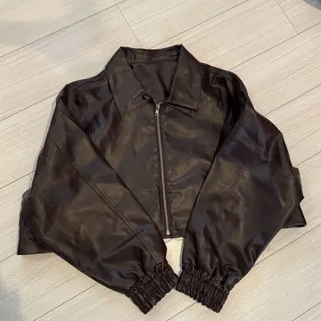 GRL 그레일 브라운 크롭 가죽 자켓